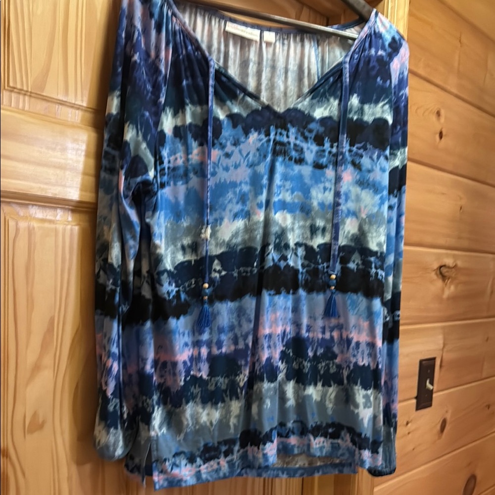 New never worn Blue and Black Tie-Dye Long Sleeve Top